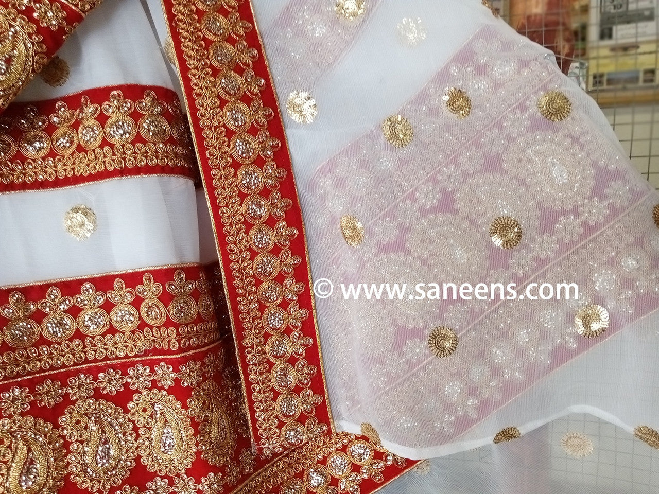 afghan fashion red and white gown