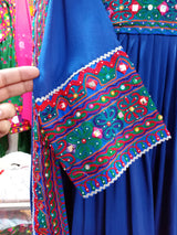 New Afghan online kuchi simple handmade dress in blue color