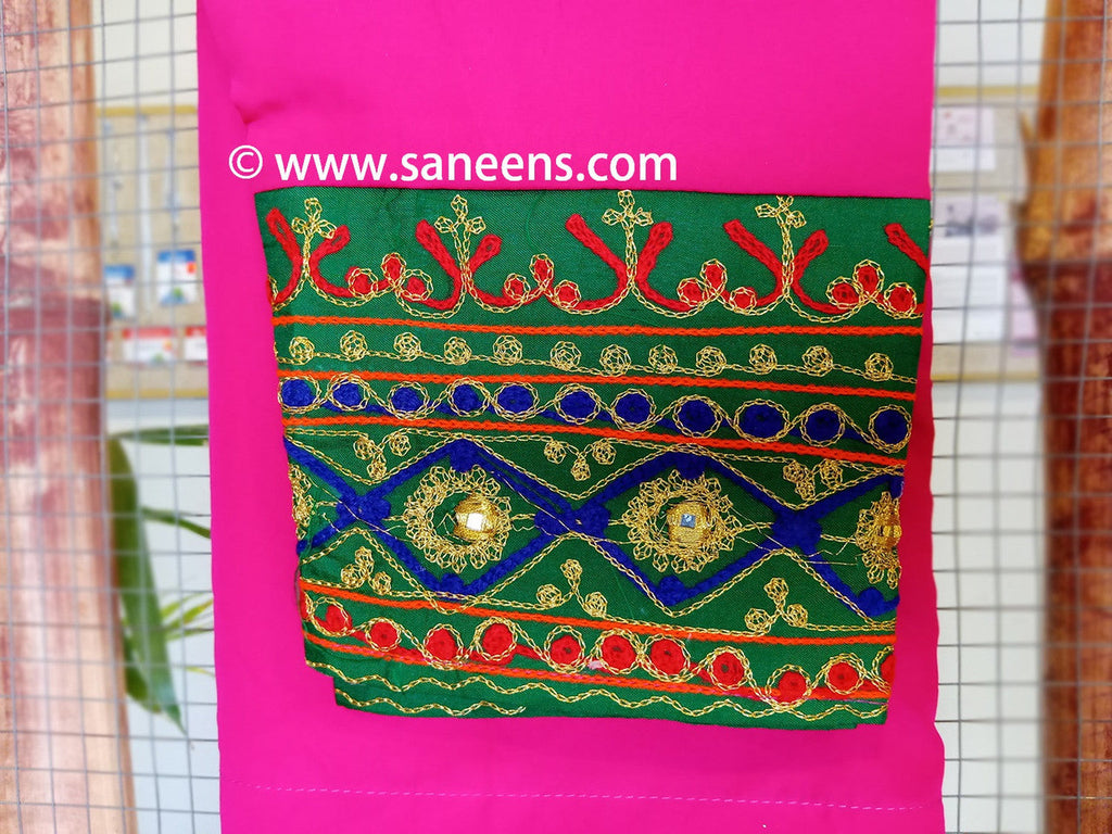 more details view of pant embroidery