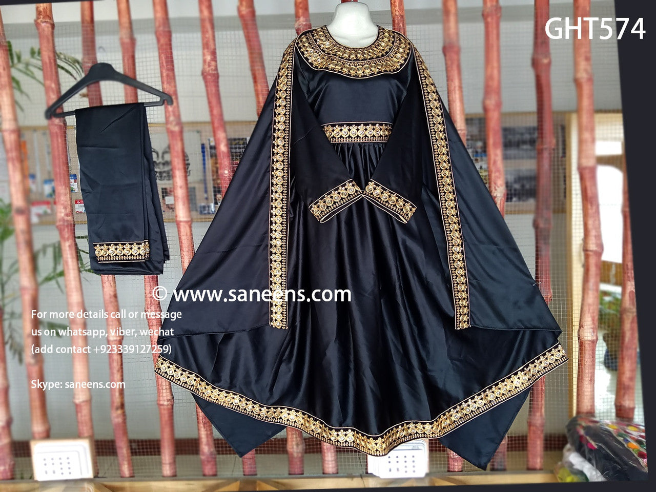 black handmade embroidery dress