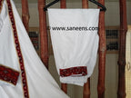 New Afghan kuchi dress in white and red color embroidery