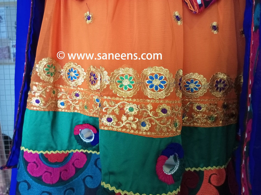 Afghan fashion orange color suit