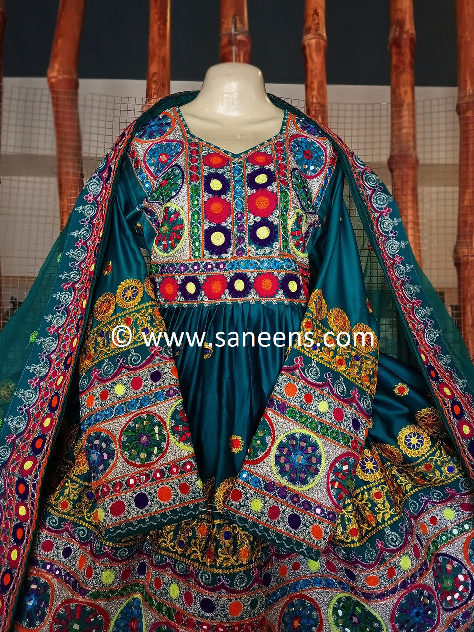 traditional afghan embroidery dress