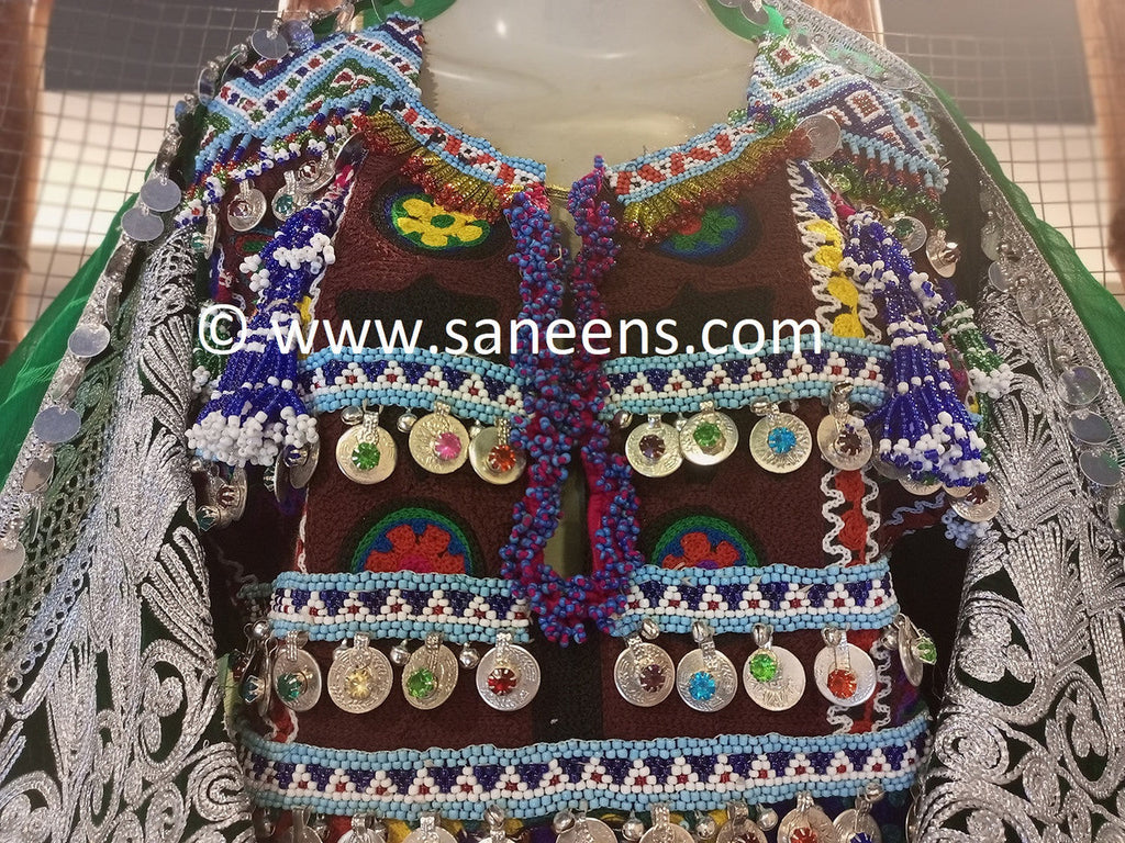 Afghan boho fashion coins dress