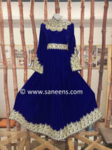 New Afghan Traditional chorma dozi work dress in blue color
