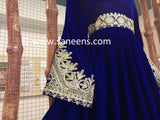 New Afghan Traditional chorma dozi work dress in blue color
