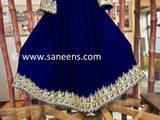 New Afghan Traditional chorma dozi work dress in blue color