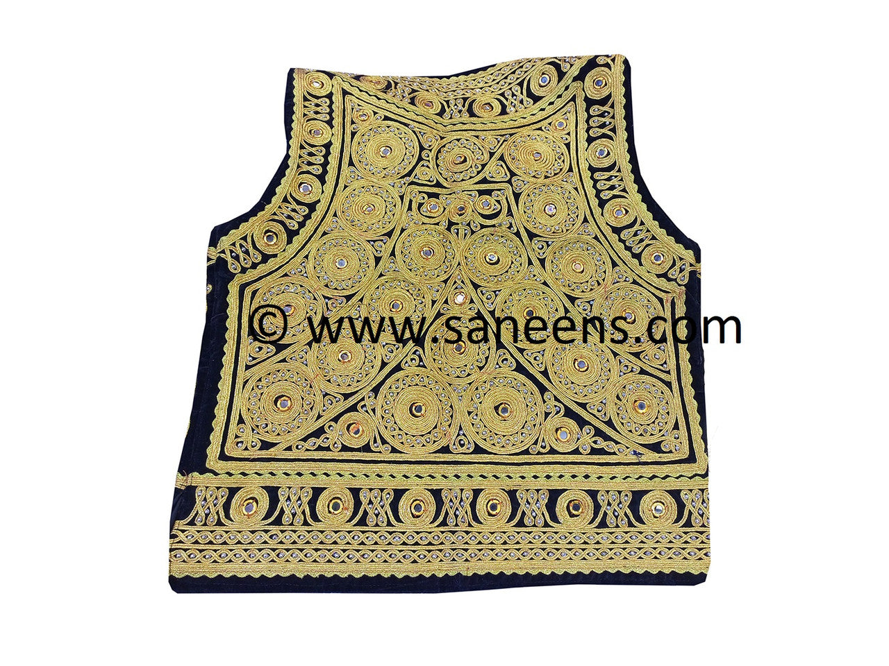 afghan vest in golden and black color