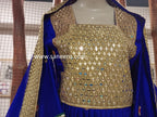 buy afghan dark blue color mirror work suit