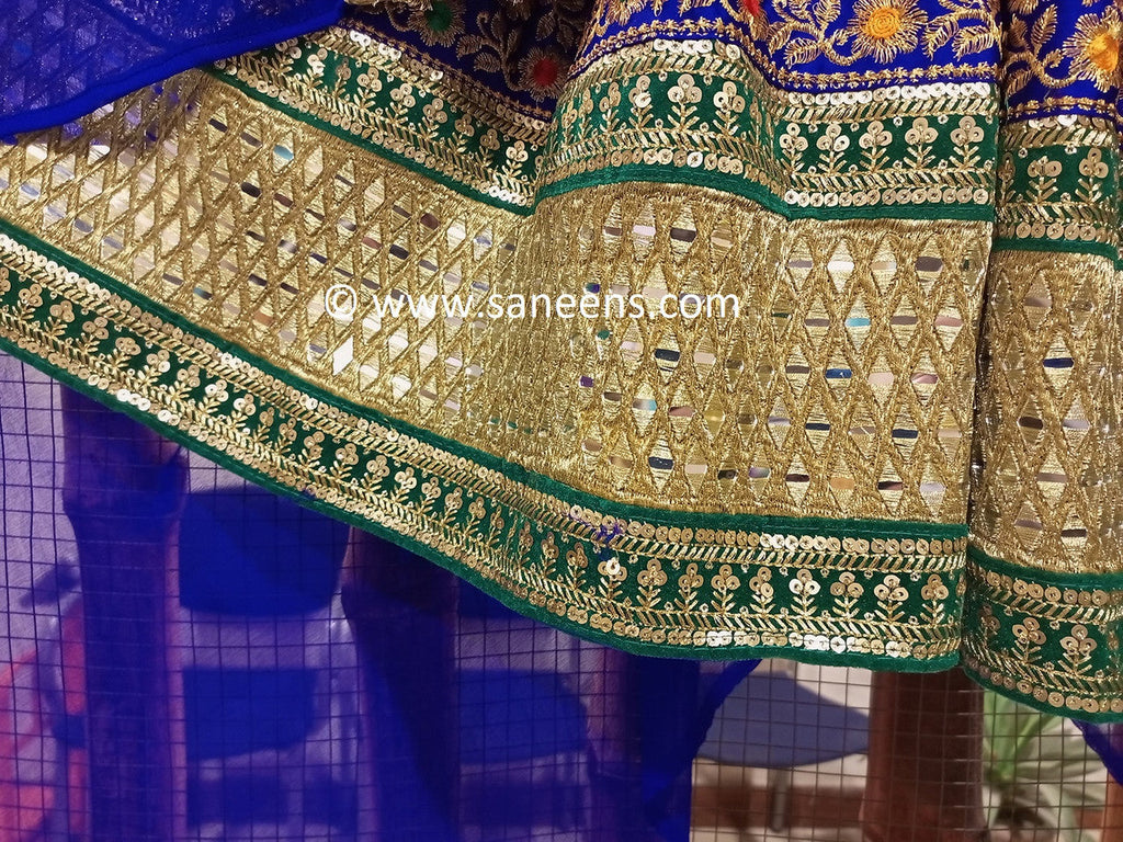 blue color mirror work long dress