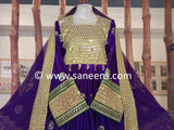 Traditional Afghan Women Mirrors Work Purple Dress