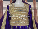 Traditional Afghan Women Mirrors Work Purple Dress