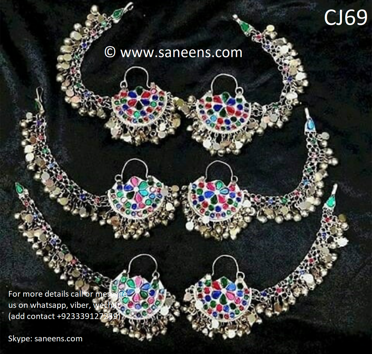 New Afghan kuchi sahara earrings for henna night in white color