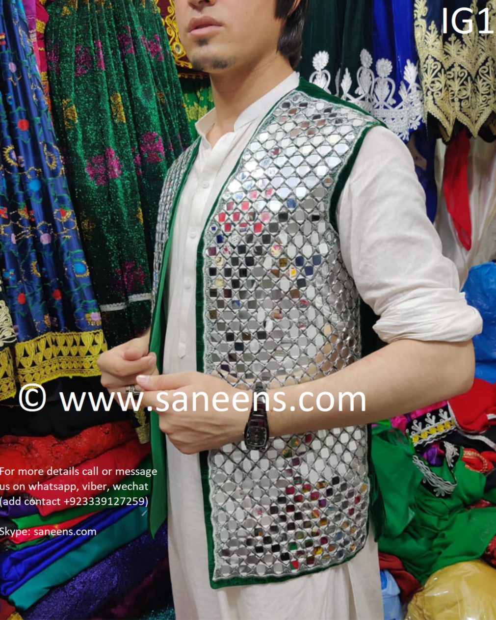 Buy traditional men mirrors works beautiful vest