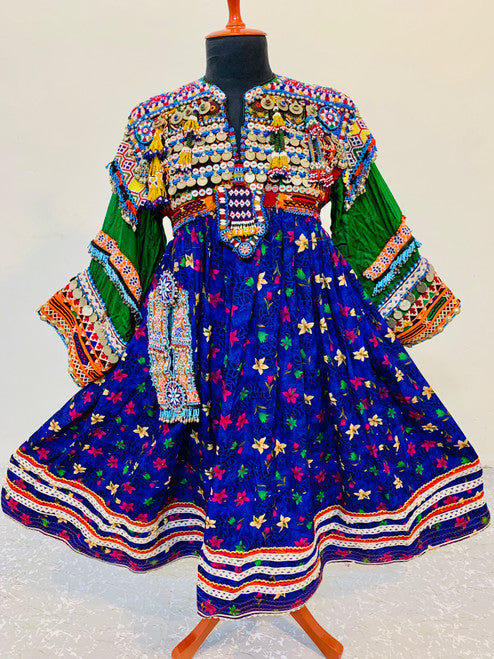 Afghan Baloch Coins Work Blue Dress