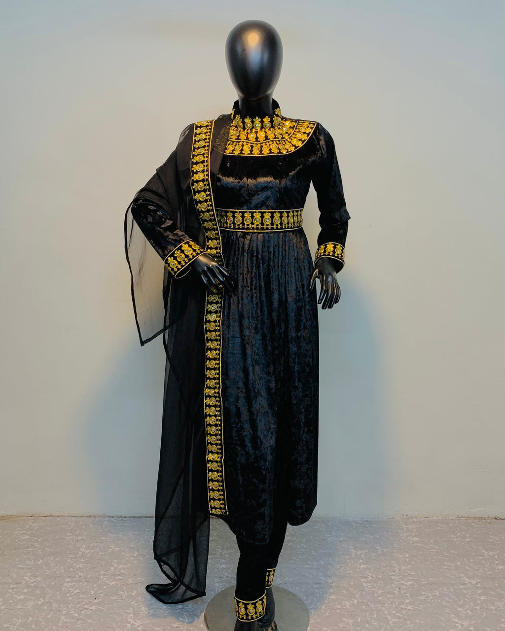 Royal Velvet Embroidered Dress