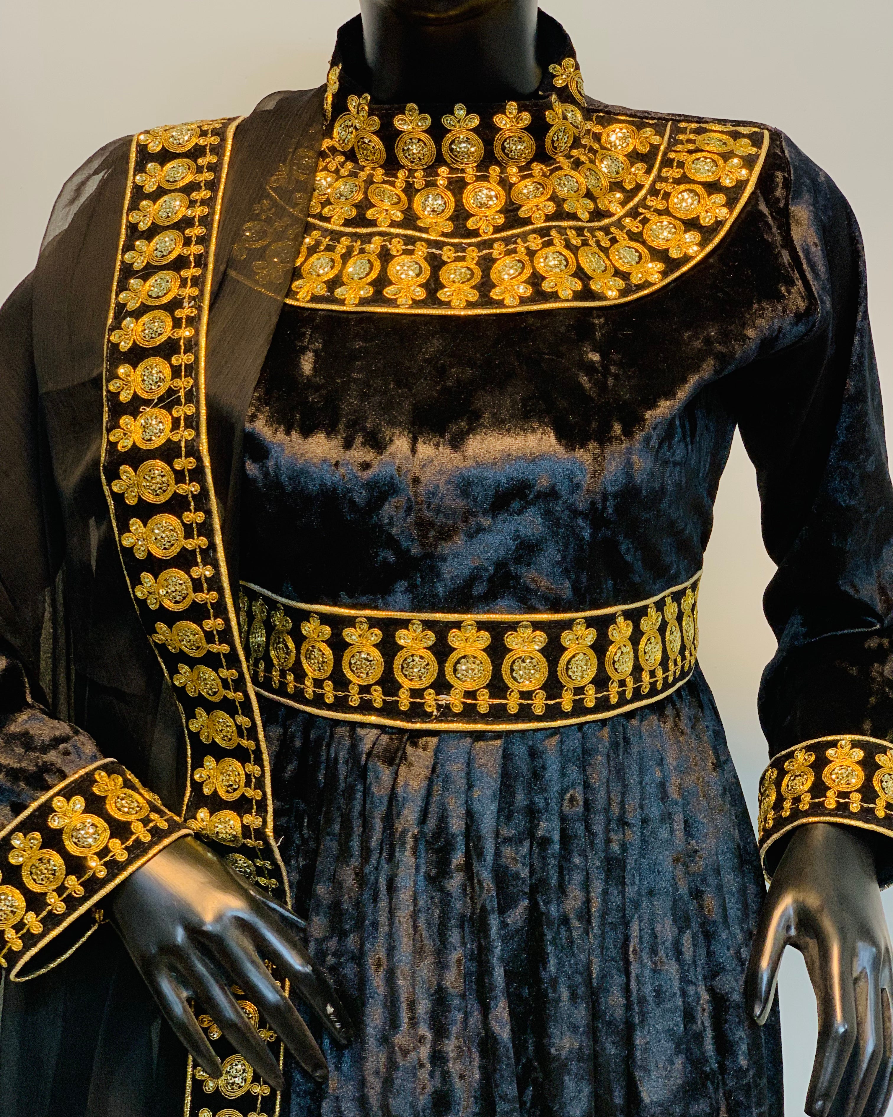 Royal Velvet Embroidered Dress