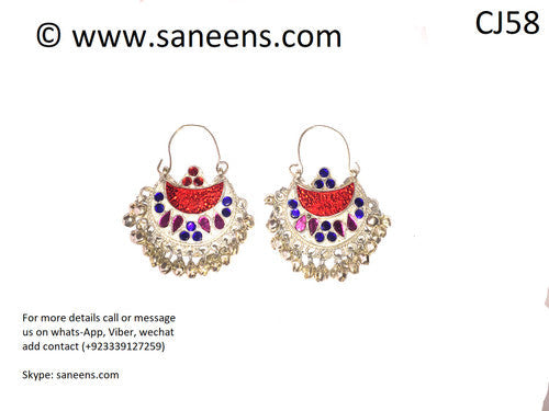 New saneens online kuchi white earrings