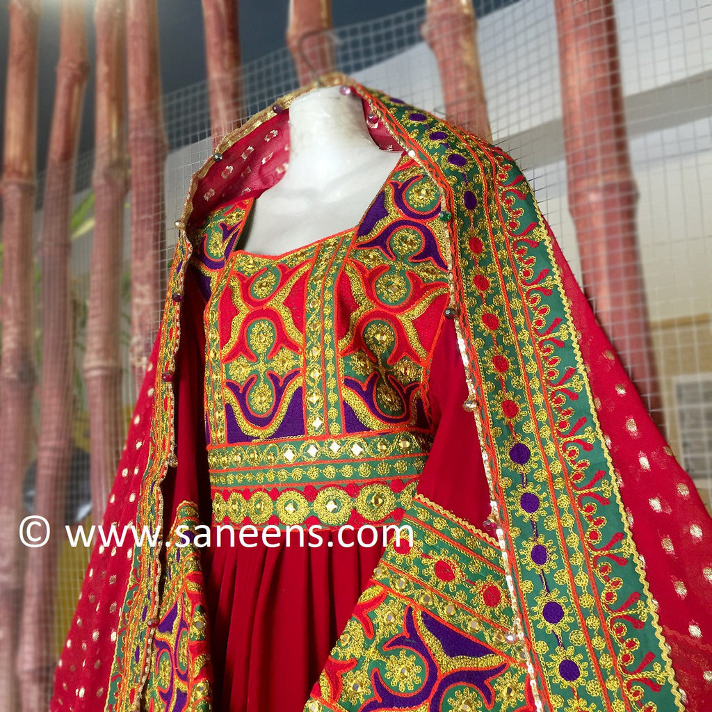 fashion kuchi dresses in red color