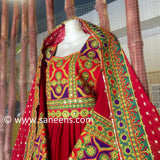New afghan bride and groom outfits for wedding party in red color