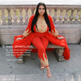 New afghan Simple hard embroidery fashion red color gown