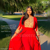 New afghan Simple hard embroidery fashion red color gown