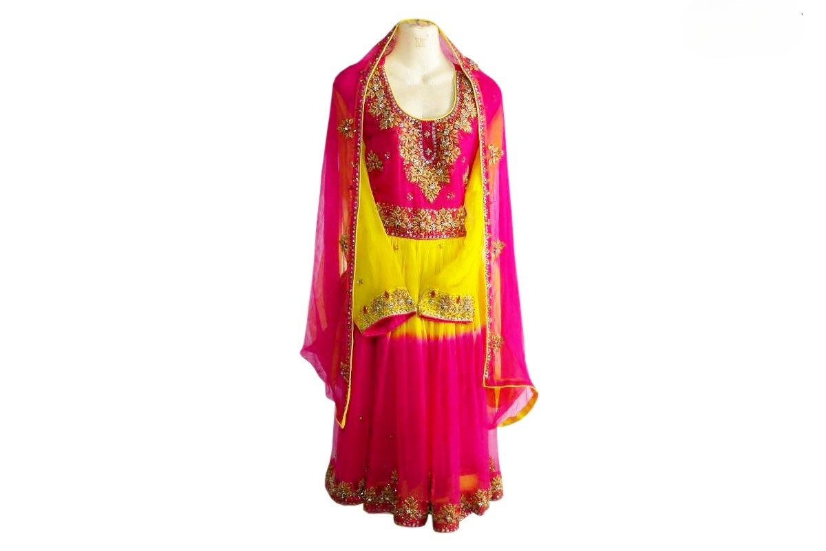 afghan dress in yellow color