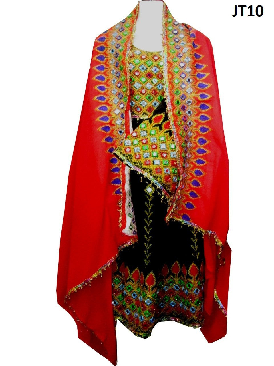 Kochi Dress, Masqati Gagra, in Black and Red Color
