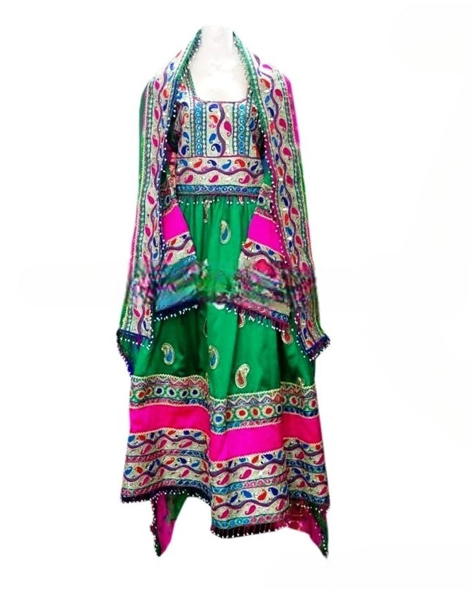 green color afghan fashion dress
