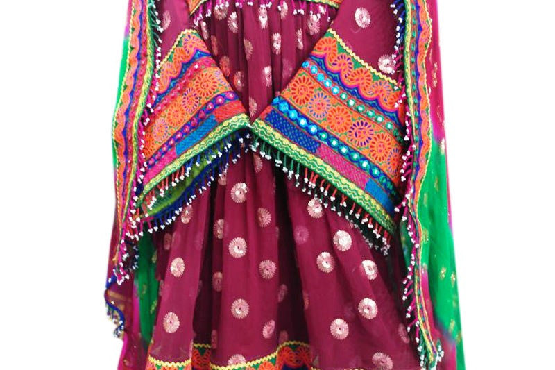 afghan dress with polka dots fabric
