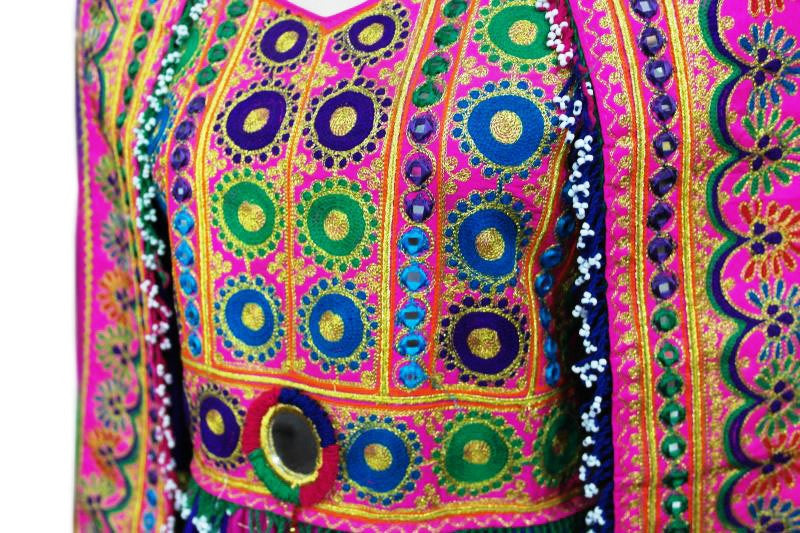 mirrors work afghan wedding attire