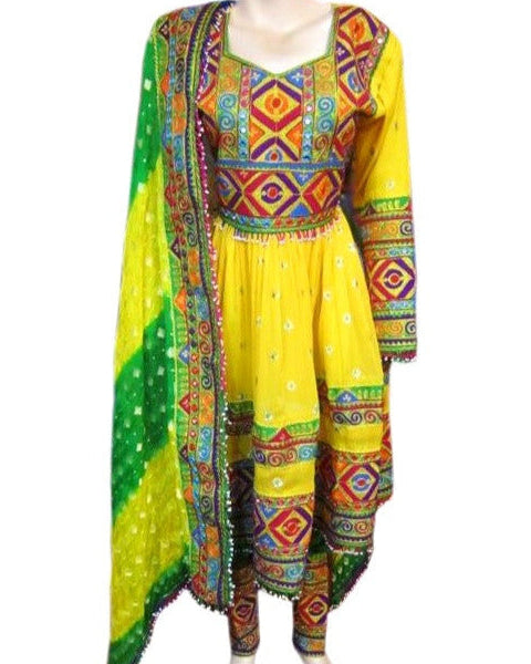afghan dress in yellow color