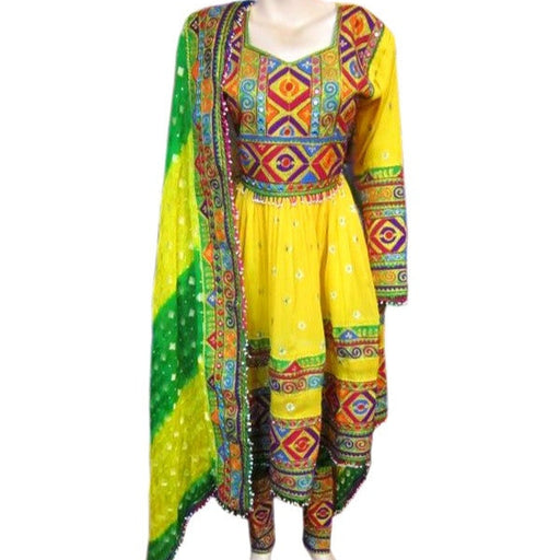 afghan dress in yellow color