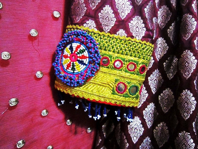 nomad tribal bridal attire with medallions