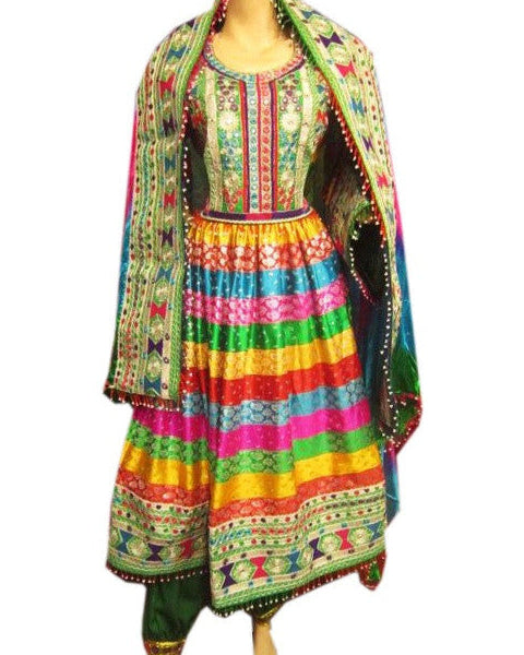 Rainbow Style Afghan Woman's Dress