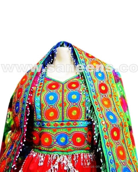 afghan bridal gown in red color