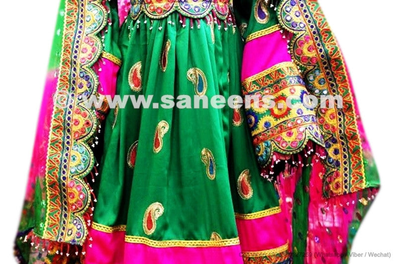 green color afghan nikah event costume