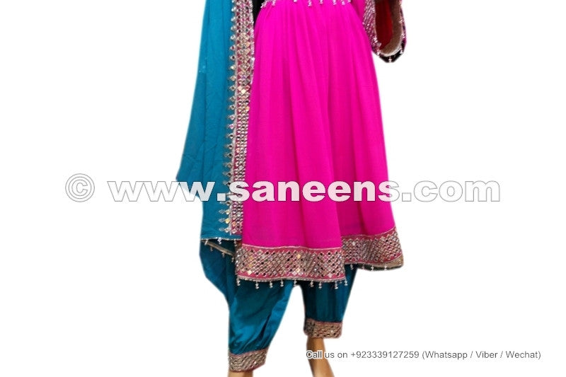 Afghan Dress In Pink Color