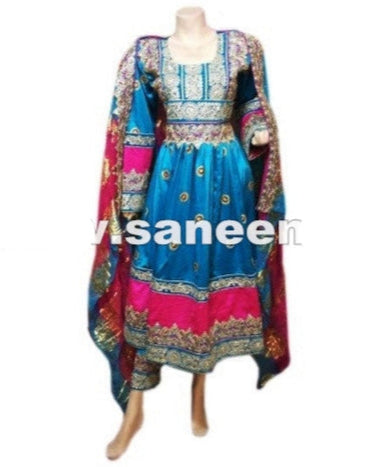 afghan fashion dress in light blue color