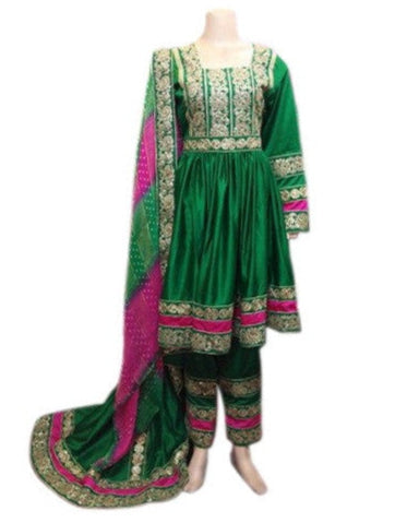 afghan muslim dress in green color
