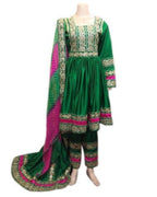 afghan muslim dress in green color