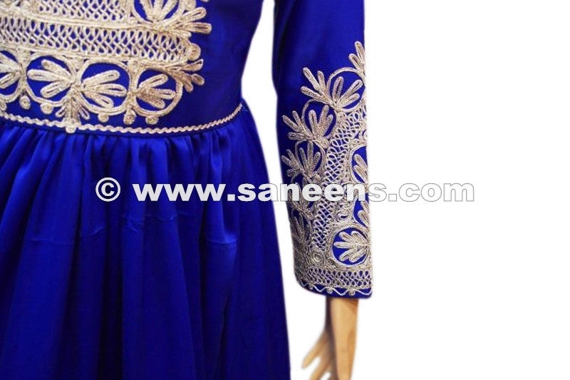 handmade afghan embroidered frocks in blue color