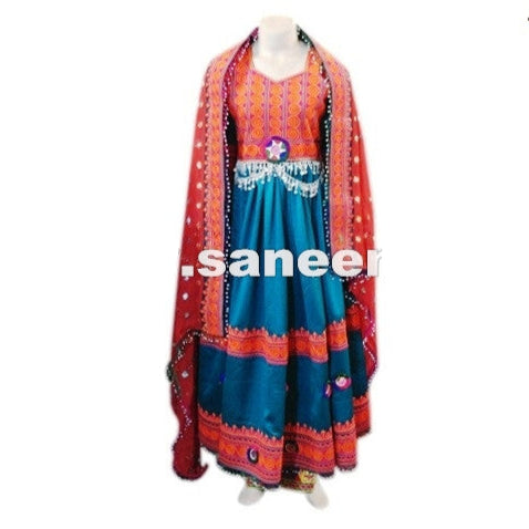 afghan fashion dress gown in teal color