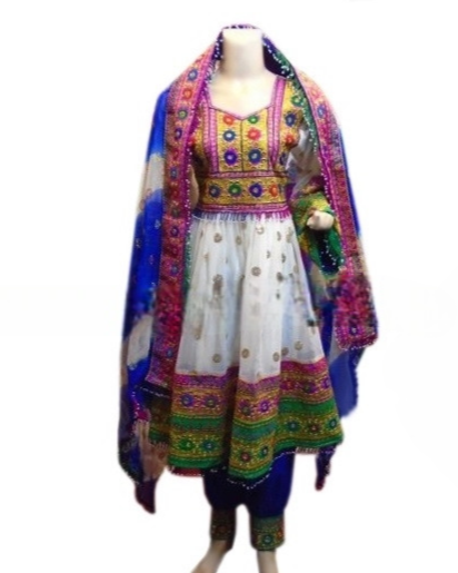afghan dress in white color