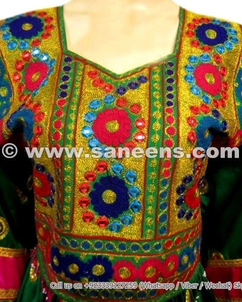 beautiful afghan bridal clothes frock with mirrors work