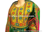 persian pashtun women casual frock dress in green color