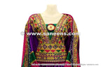 mirrors work afghanistan nikah event gown frock in purple color