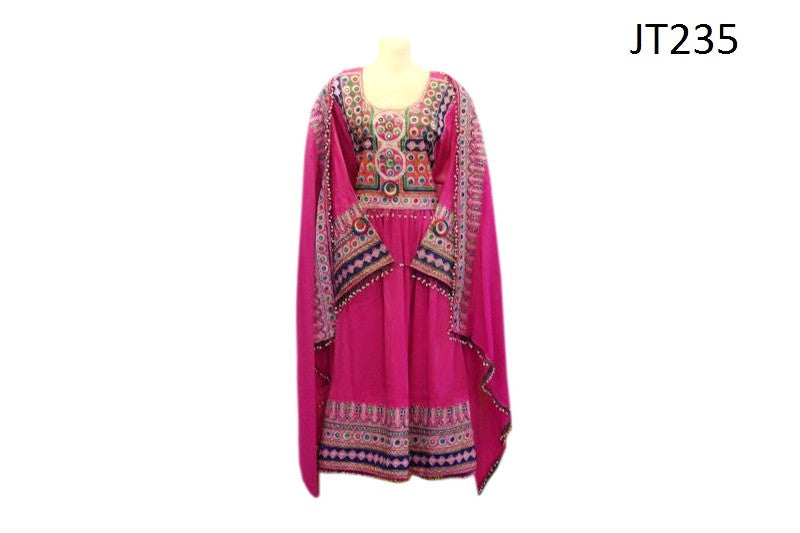 Mirrors Work Afghan Pashtun Bridal Pink Dress Clothes Persian Fashion Frock