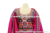 Mirrors Work Afghan Pashtun Bridal Pink Dress Clothes Persian Fashion Frock