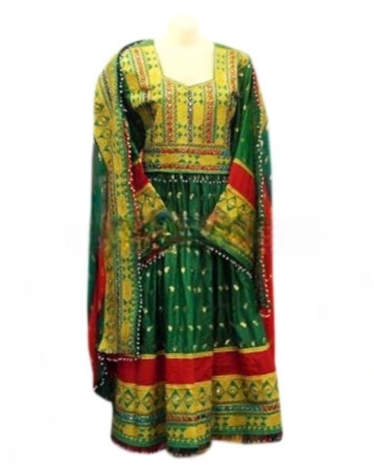 afghan muslim green color wedding dress